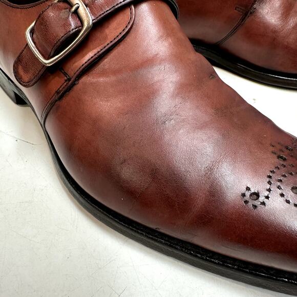 GOOD VTG Edward Green Monk Strap Burgundy Calf Medallion Toe Made in England 9 main image 4